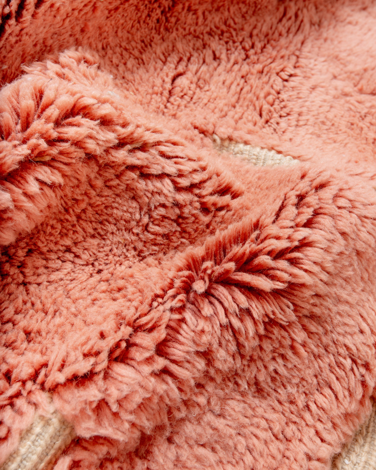 Modern, designer, handcrafted 100% sheep’s wool Berber rug from Morocco. Beni M’rirt carpet with beautiful colours and patterns and fluffy wool texture.
